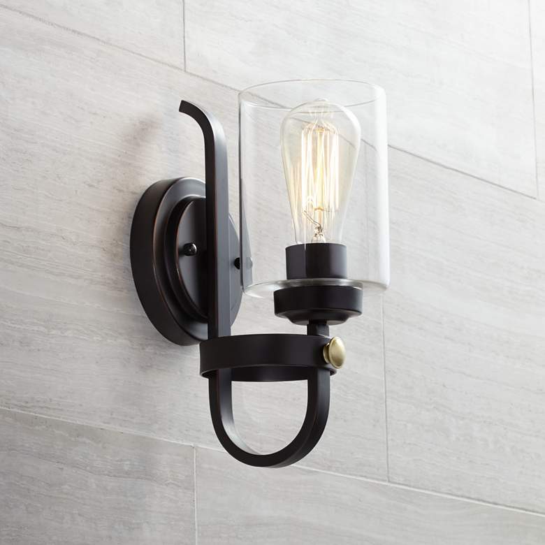 Image 1 Franklin Iron Works Eagleton 12" Oil-Rubbed Bronze LED Wall Sconce