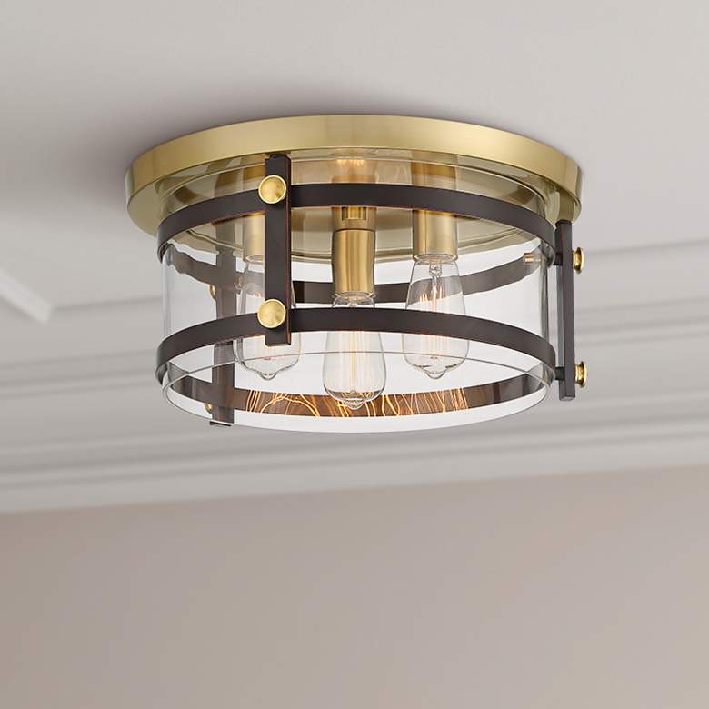Image 1 Franklin Iron Works Eagleton 15 1/2" Gold and Bronze Ceiling Light