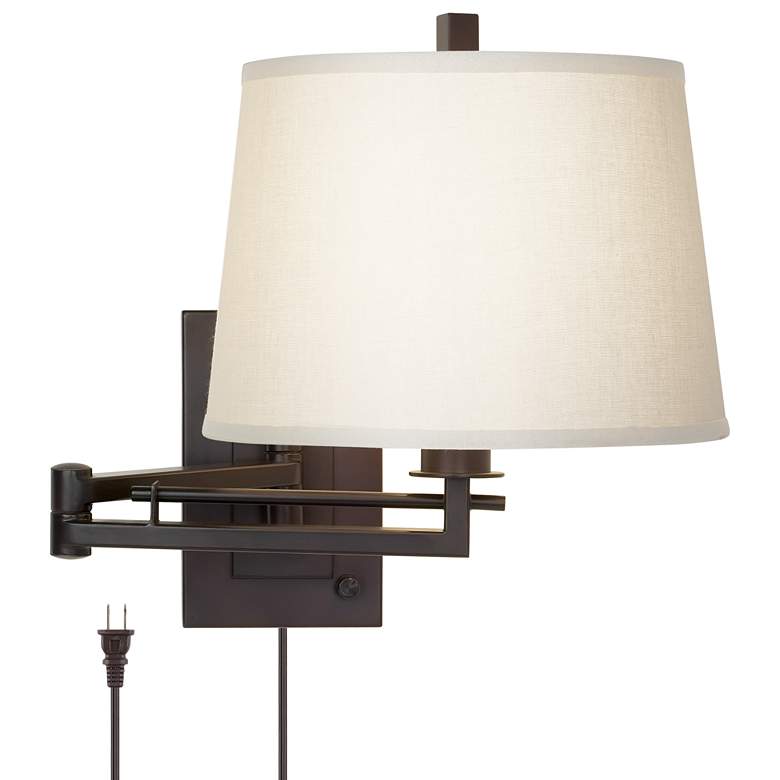 Image 2 Franklin Iron Works Easley 15" Bronze Plug-In Swing Arm Wall Lamp
