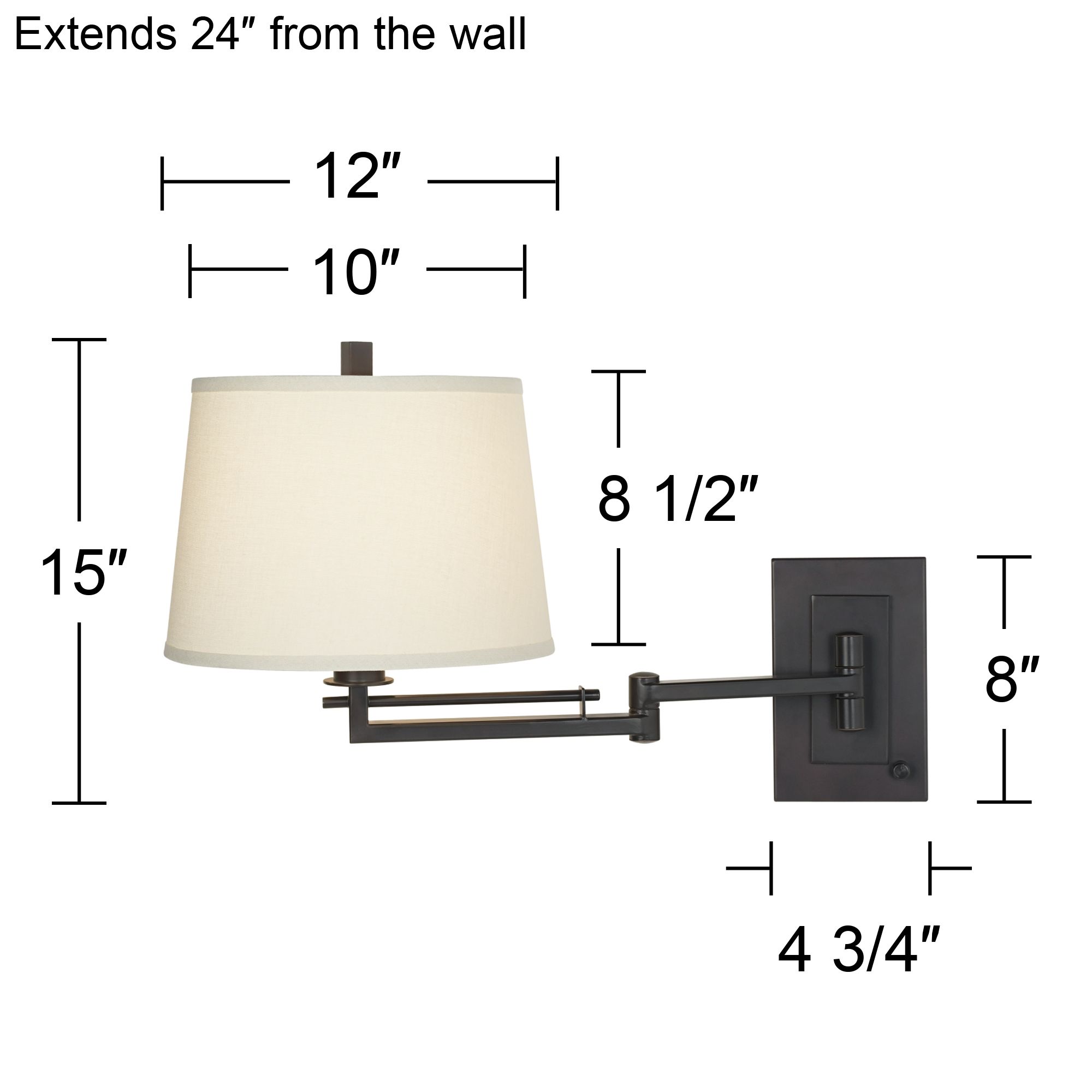 Franklin Iron Works Easley 15" Bronze Plug-In Swing Arm Wall Lamp