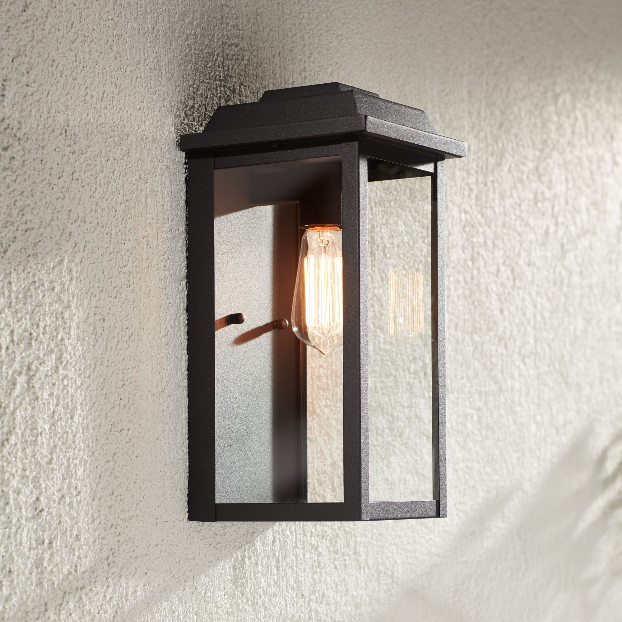 Image 7 Franklin Iron Works Eastcrest 14"H Textured Black Outdoor Wall Light more views