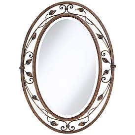 Image2 of Franklin Iron Works Eden Park 34" x 24" Bronze Oval Wall Mirror