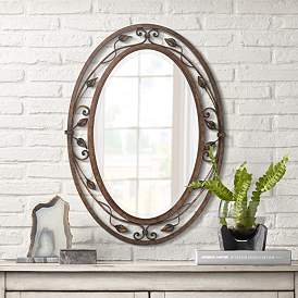 Image1 of Franklin Iron Works Eden Park 34" x 24" Bronze Oval Wall Mirror