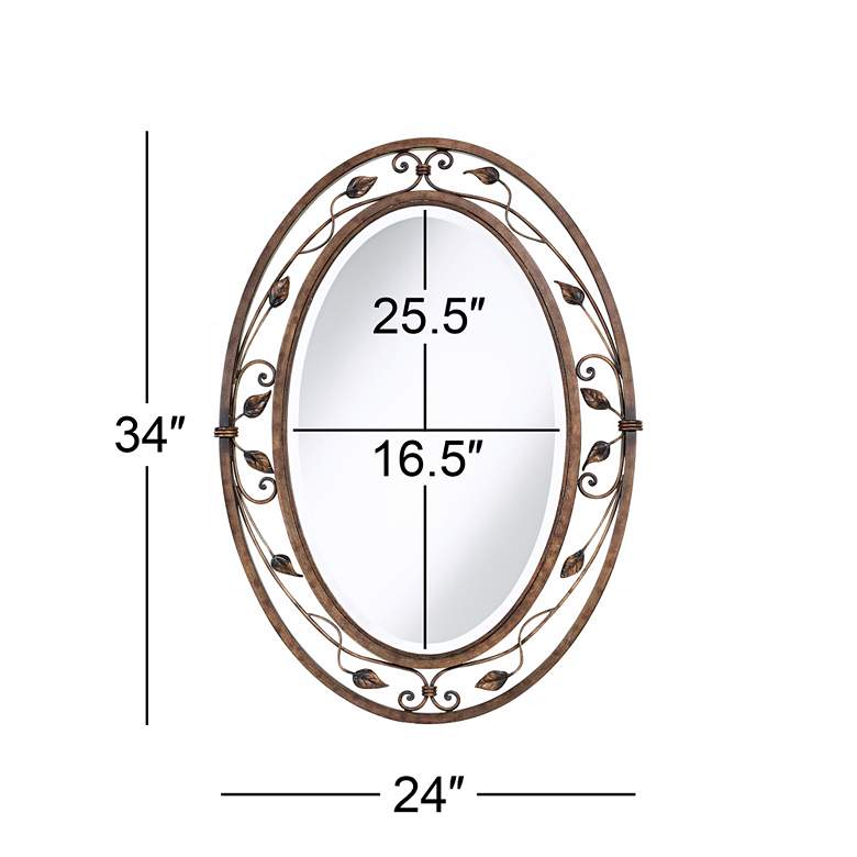 Image 4 Franklin Iron Works Eden Park 34 inch x 24 inch Bronze Oval Wall Mirror more views