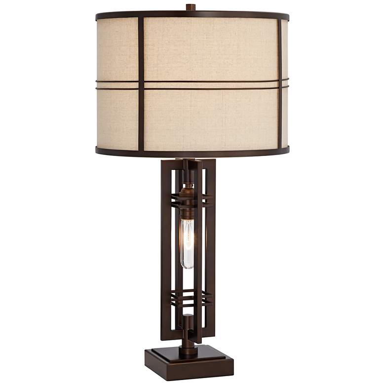 Image 2 Franklin Iron Works Elias 28 inch Lamp with Night Light and USB Dimmer