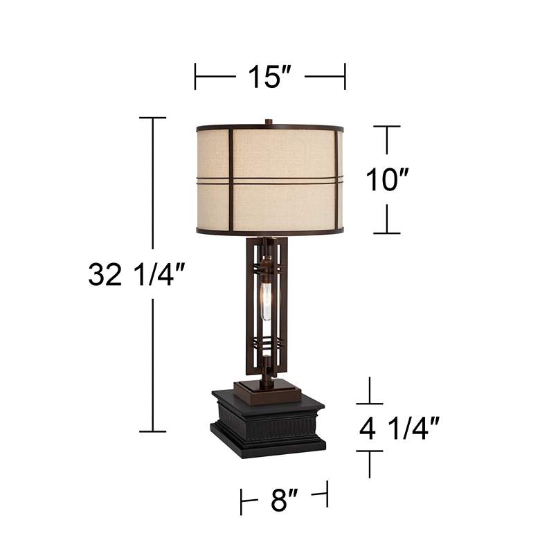Image 7 Franklin Iron Works Elias 32 1/4 inch Bronze Table Lamp with Black Riser more views