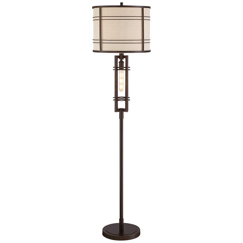Image 2 Franklin Iron Works Elias 65 1/2 Farmhouse Floor Lamp with Night Light