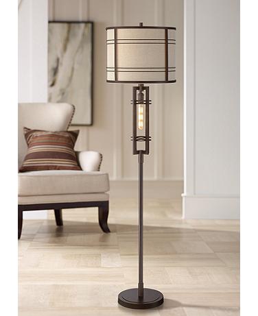 Franklin Iron Works Elias 65 1/2 Farmhouse Floor Lamp with Night Light