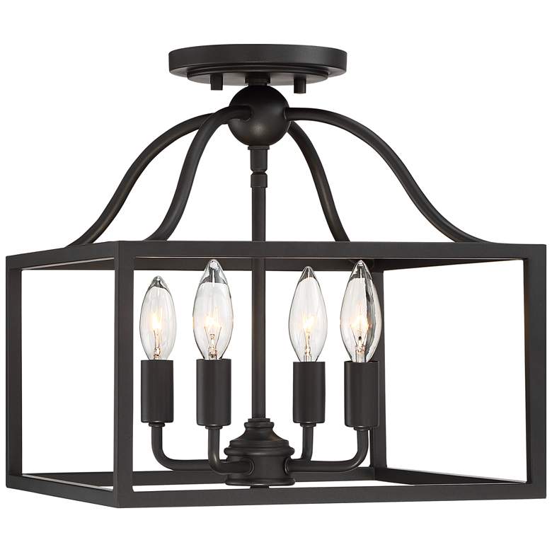 Image 3 Franklin Iron Works Elle 13" Black Open Cage 4-Light Ceiling Light