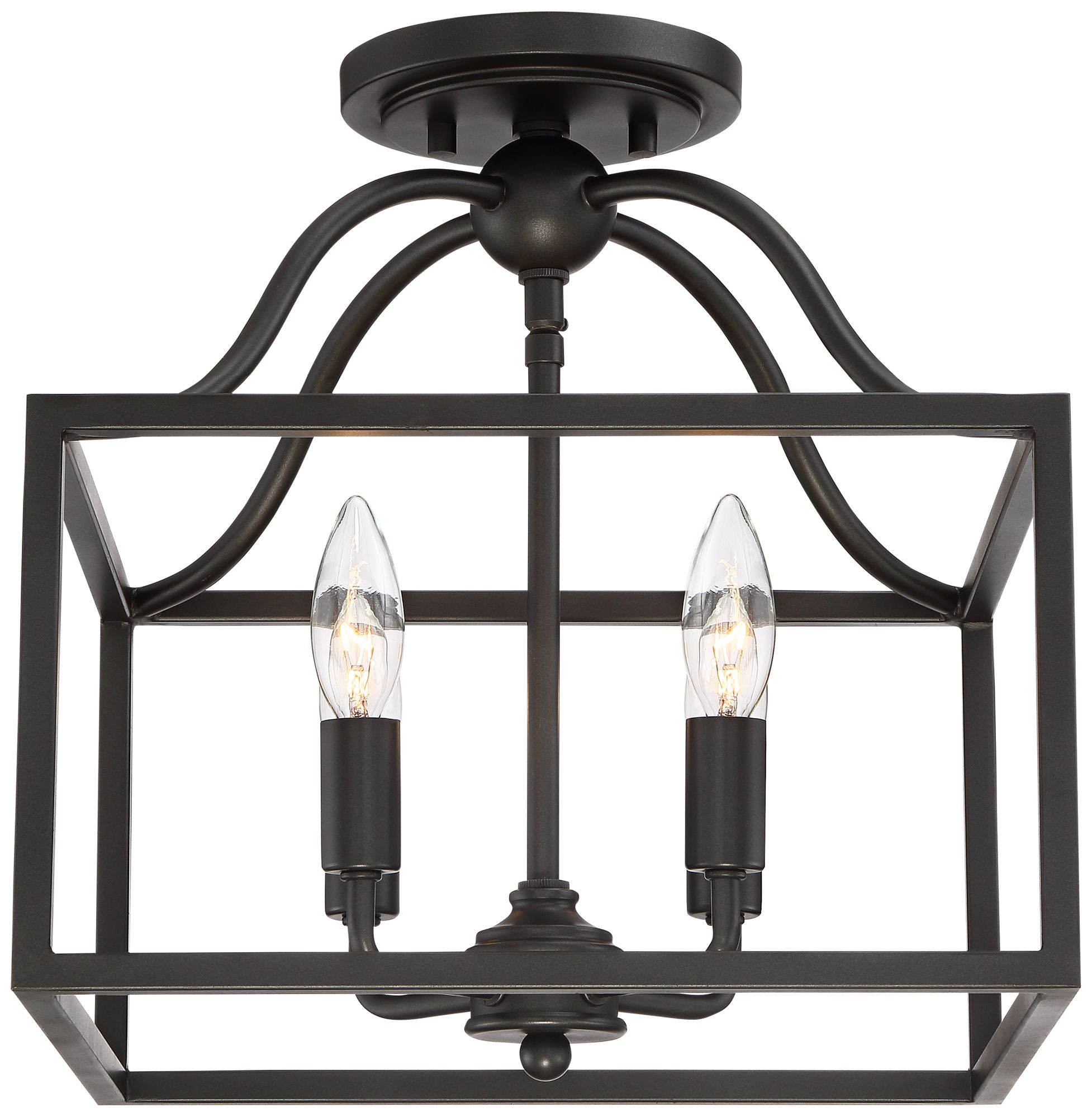 Franklin Iron Works Elle 13" Black Open Cage 4-Light Ceiling Light in scene