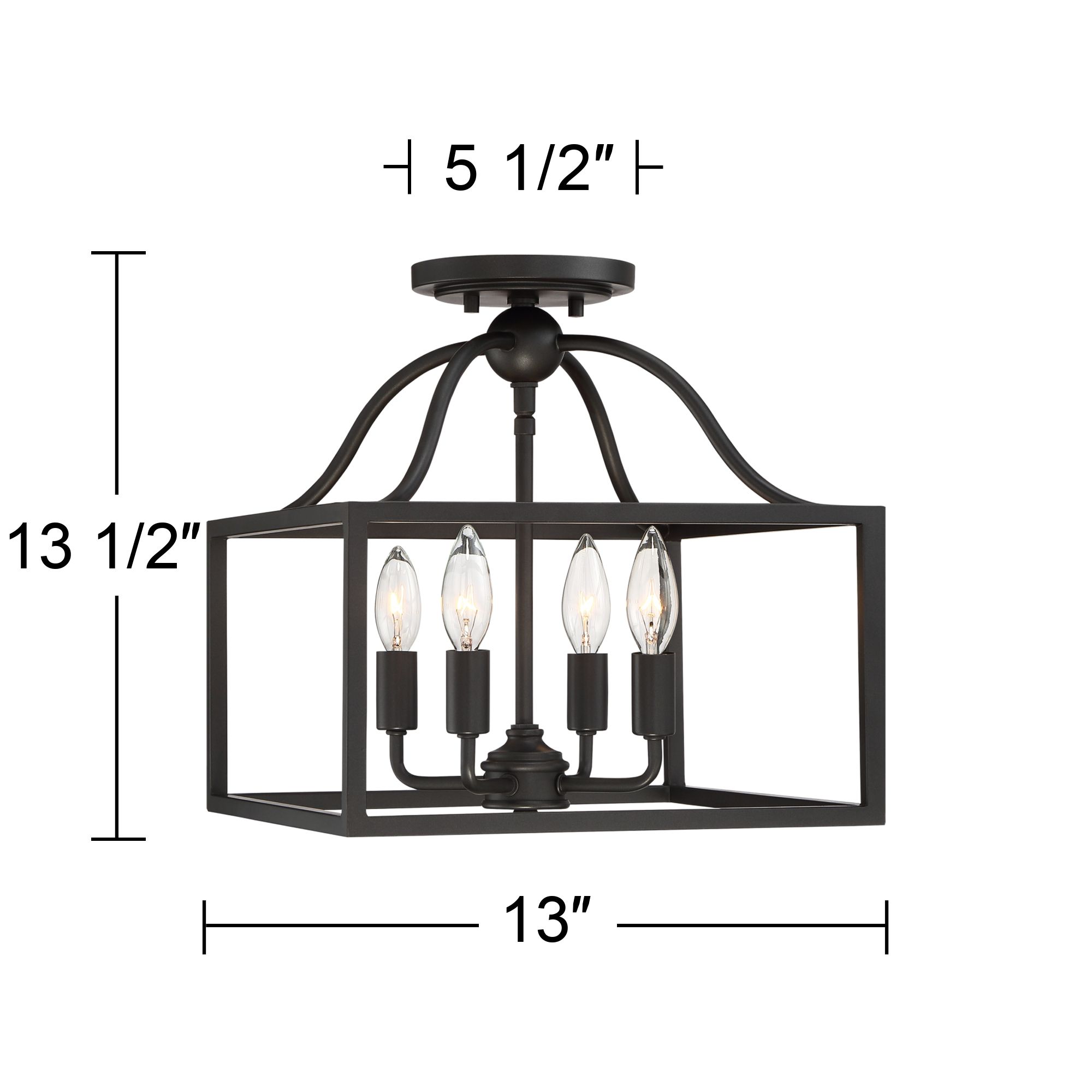 Franklin Iron Works Elle 13" Black Open Cage 4-Light Ceiling Light in scene