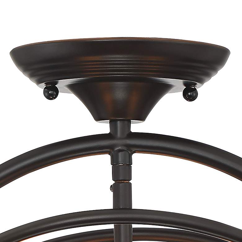 Image 4 Franklin Iron Works Ellery 14" Bronze Open Sphere 3-Lt Ceiling Light more views