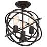 7_Franklin Iron Works Ellery 14" Bronze Open Sphere 3-Lt Ceiling Light more views