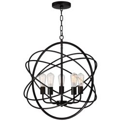 Franklin Iron Works Ellery 24 3/4&quot; Bronze Sphere 5-Light LED Pendant