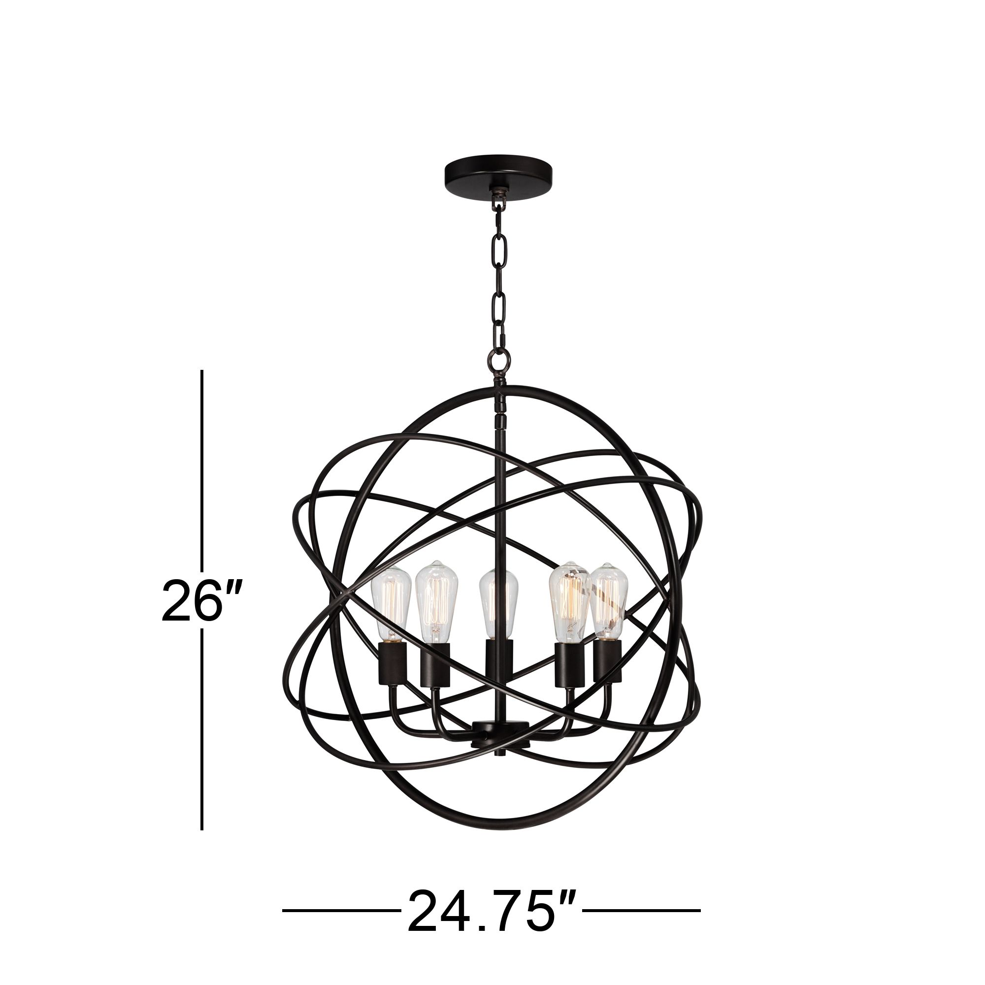 Watch A Video About the Franklin Iron Works Ellery Bronze Sphere 5 Light LED Pendant