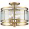 Franklin Iron Works Elwood 13" Gold and Water Glass Ceiling Light