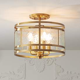 Image1 of Franklin Iron Works Elwood 13" Gold and Water Glass Ceiling Light
