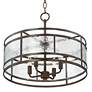 Franklin Iron Works Elwood 20" Textured Glass and Bronze Drum Pendant