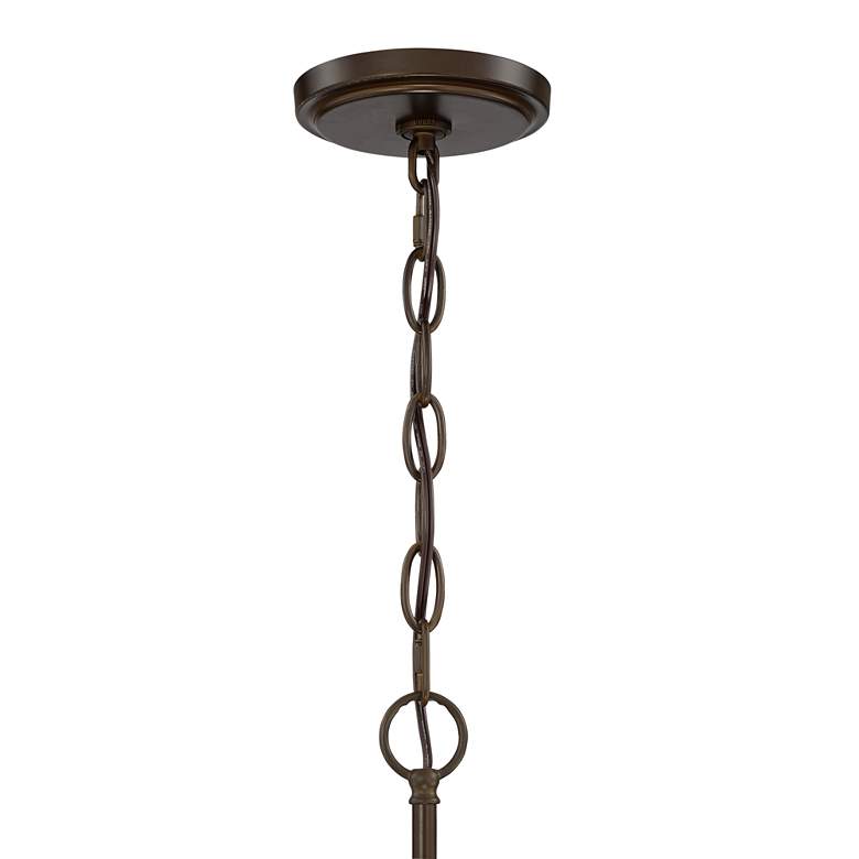Image 6 Franklin Iron Works Elwood 20" Textured Glass and Bronze Drum Pendant more views