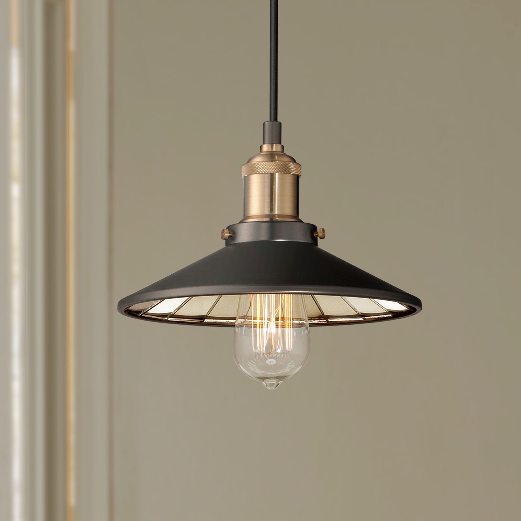 Image Franklin Iron Works Emile 8 3/4" Pewter Gray LED Mini Pendant