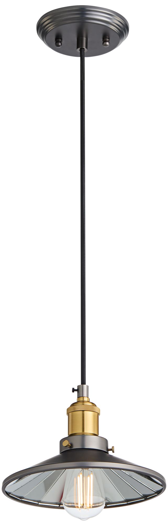 Franklin Iron Works Emile 8 3/4" Pewter Gray LED Mini Pendant in scene