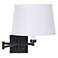 Franklin Iron Works Espresso and White Linen Plug-In Swing Arm Wall Lamp