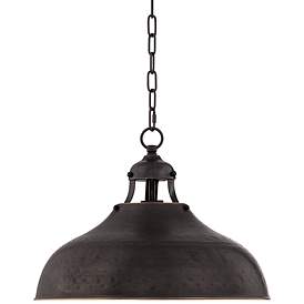 Image3 of Franklin Iron Works Essex 16" Dyed Bronze Metal Rustic Pendant Light
