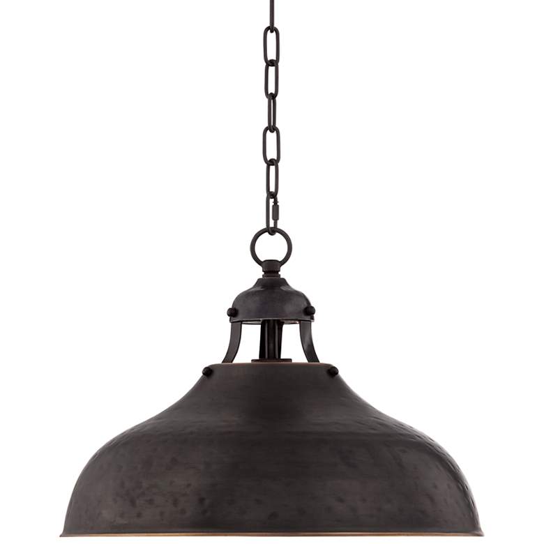 Image 2 Franklin Iron Works Essex 16 inch Dyed Bronze Metal Rustic Pendant Light