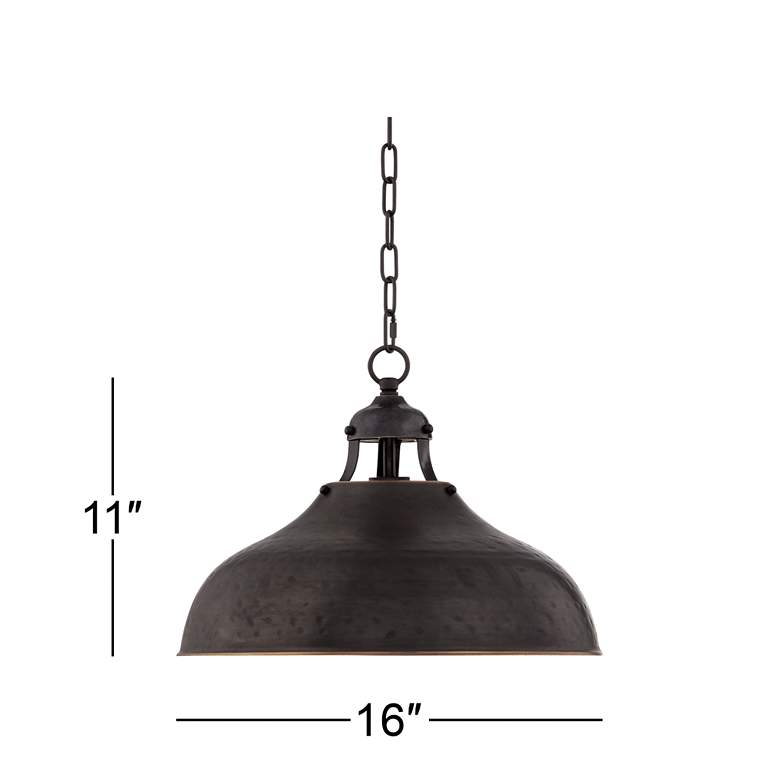 Image 6 Franklin Iron Works Essex 16 inch Dyed Bronze Metal Rustic Pendant Light more views