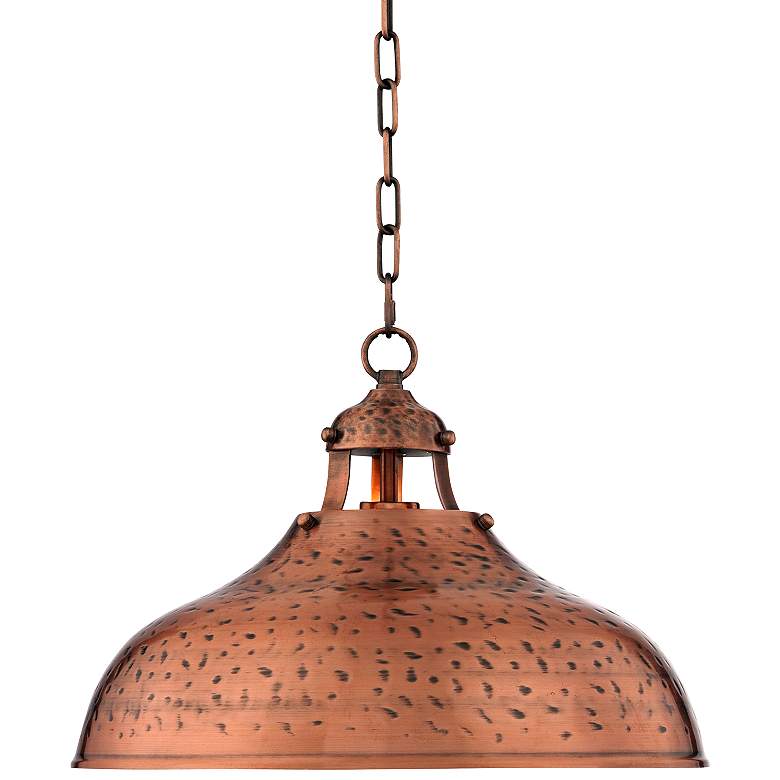 Image 2 Franklin Iron Works Essex 16 inch Wide Dyed Copper Metal Pendant Light