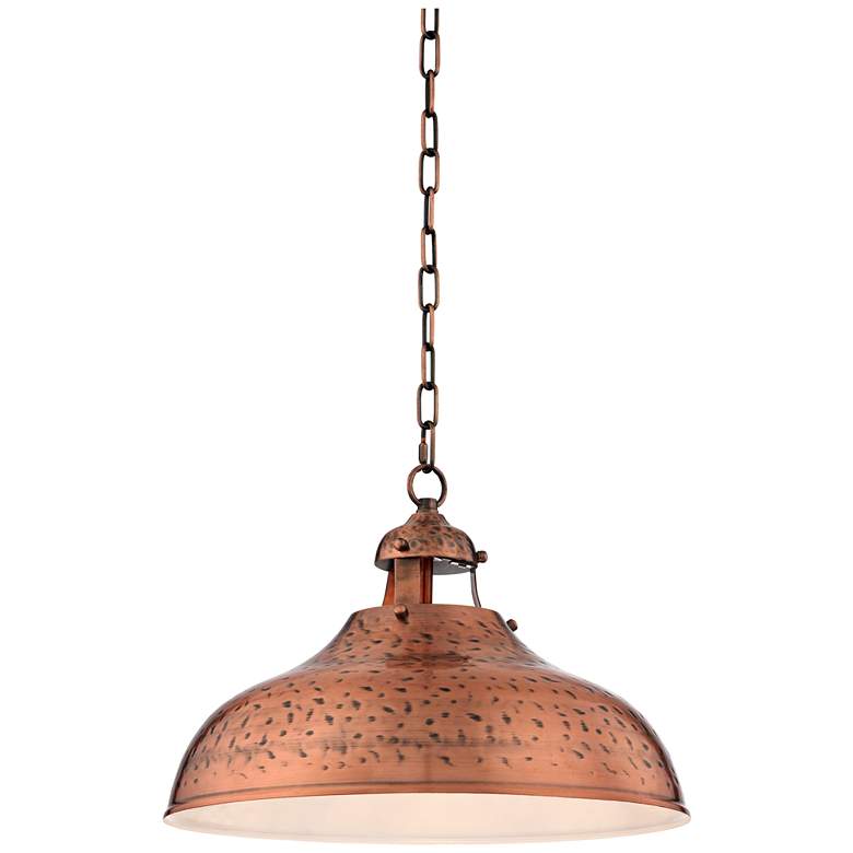 Image 5 Franklin Iron Works Essex 16 inch Wide Dyed Copper Metal Pendant Light more views