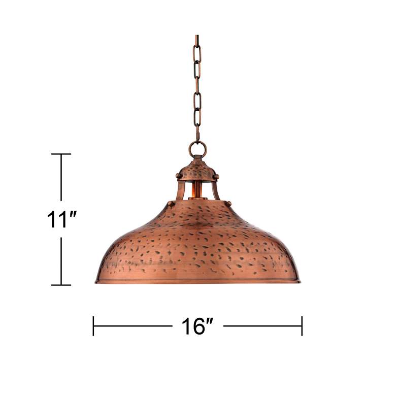 Image 6 Franklin Iron Works Essex 16 inch Wide Dyed Copper Metal Pendant Light more views