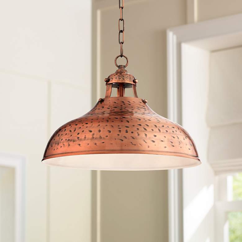 Image 1 Franklin Iron Works Essex 16 inch Wide Metal Copper Dome Pendant Light