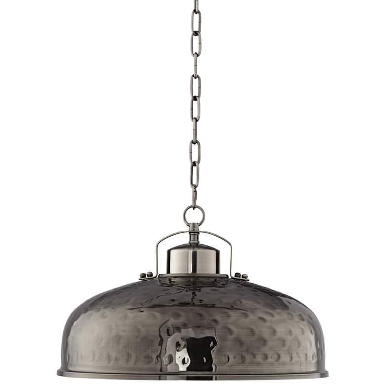 Image 3 Franklin Iron Works Essex 18 inch Wide Nickel Metal Dome Pendant Light