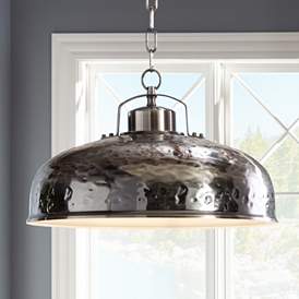 Image2 of Franklin Iron Works Essex 18" Wide Nickel Metal Dome Pendant Light