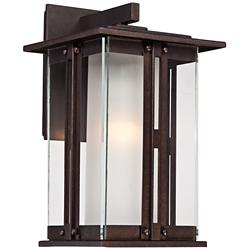 Franklin Iron Works Fallbrook 13&quot; Glass and Bronze Outdoor Wall Light