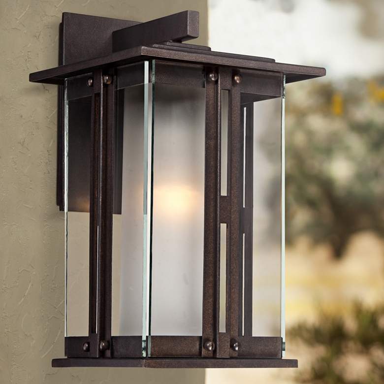 Image 7 Franklin Iron Works Fallbrook 13" Glass and Bronze Outdoor Wall Light more views