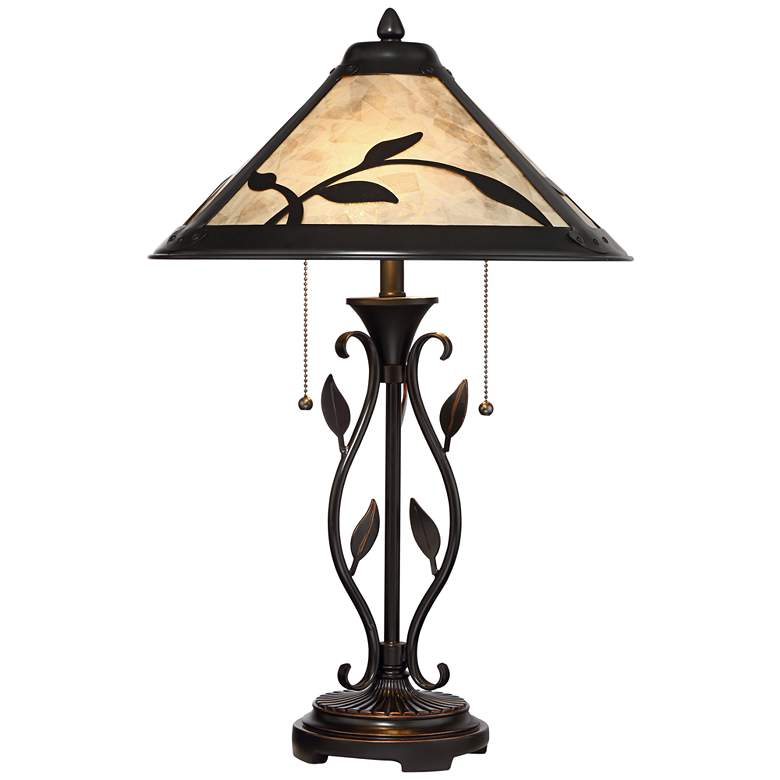 Image 2 Franklin Iron Works Feuille 23 3/4 inch Leaf Vine Mica Shade Table Lamp