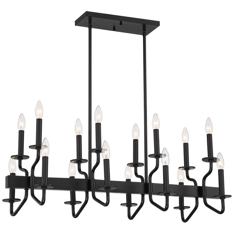 Image 2 Franklin Iron Works Finnegan 36 1/4 inch Black 16-Light Island Chandelier