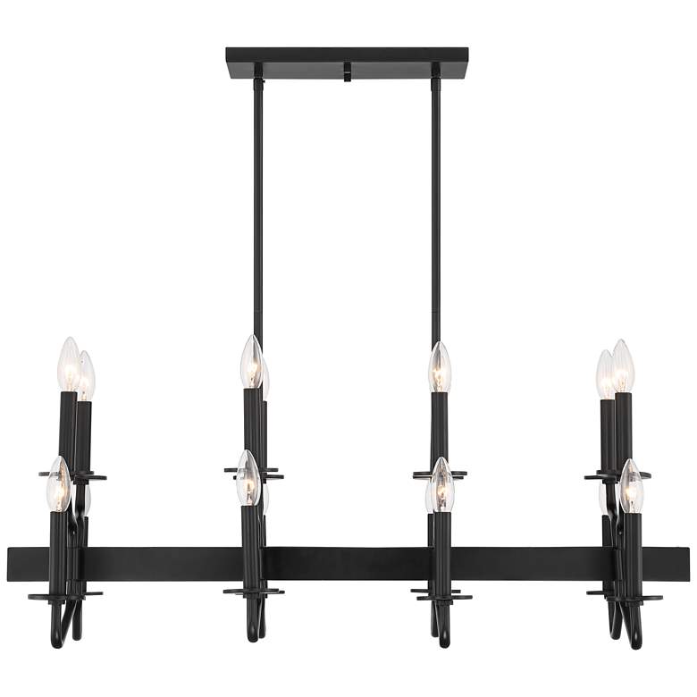 Image 5 Franklin Iron Works Finnegan 36 1/4" Black 16-Light Island Chandelier more views