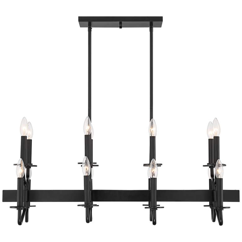 Image 5 Franklin Iron Works Finnegan 36 1/4 inch Black 16-Light Island Chandelier more views