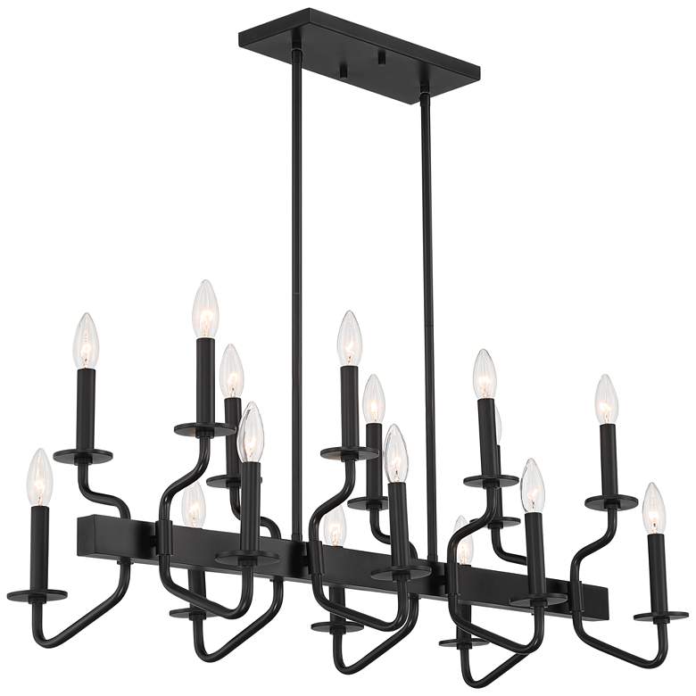Image 6 Franklin Iron Works Finnegan 36 1/4" Black 16-Light Island Chandelier more views