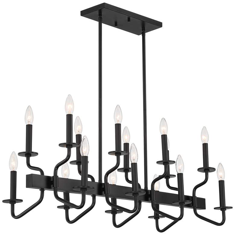 Image 6 Franklin Iron Works Finnegan 36 1/4 inch Black 16-Light Island Chandelier more views