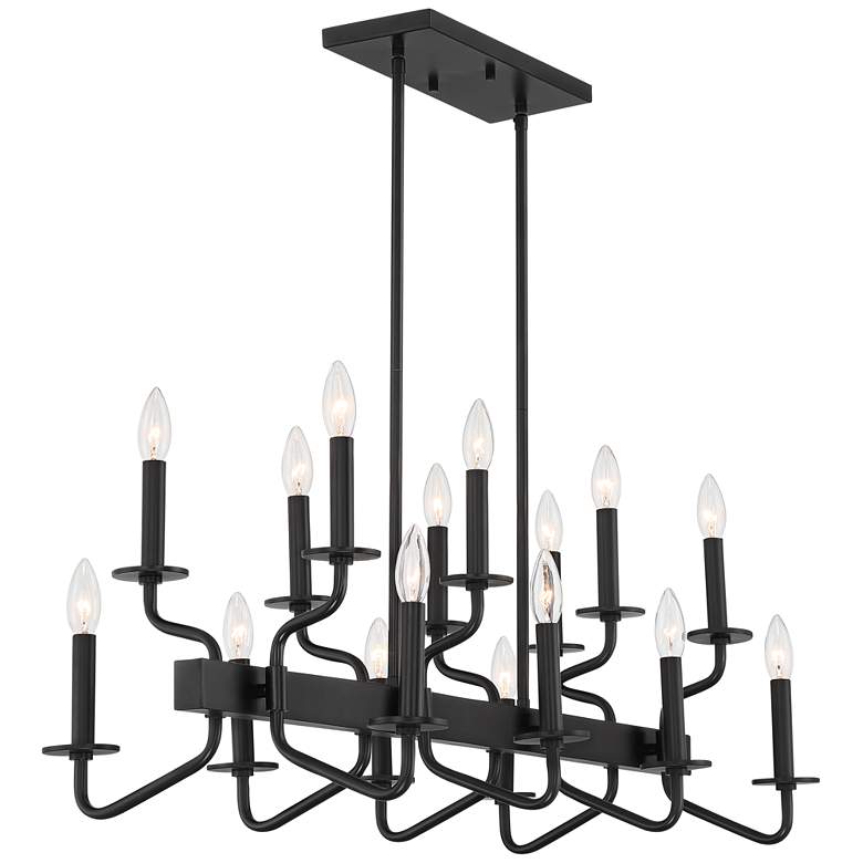 Image 7 Franklin Iron Works Finnegan 36 1/4" Black 16-Light Island Chandelier more views
