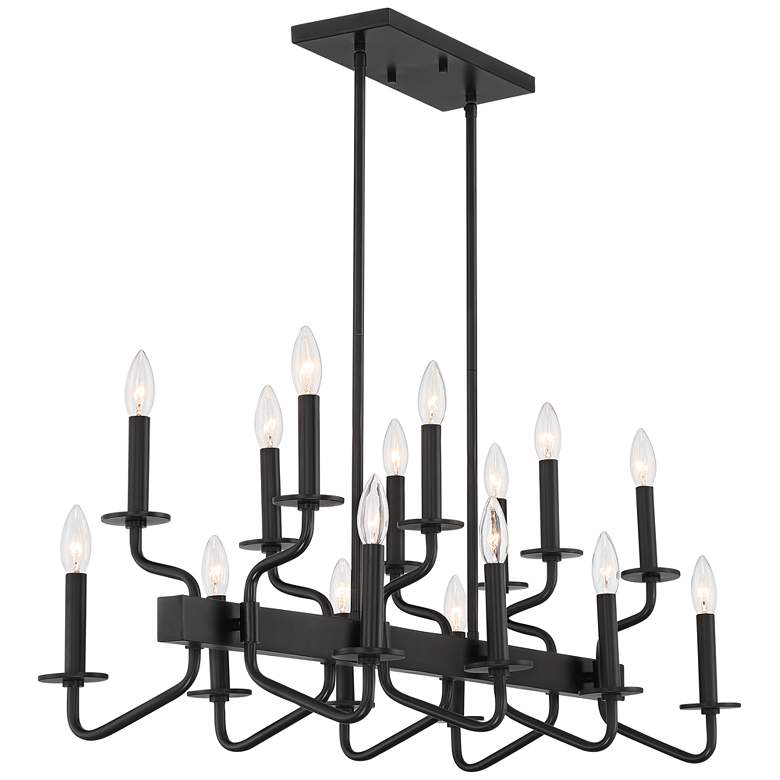 Image 7 Franklin Iron Works Finnegan 36 1/4 inch Black 16-Light Island Chandelier more views