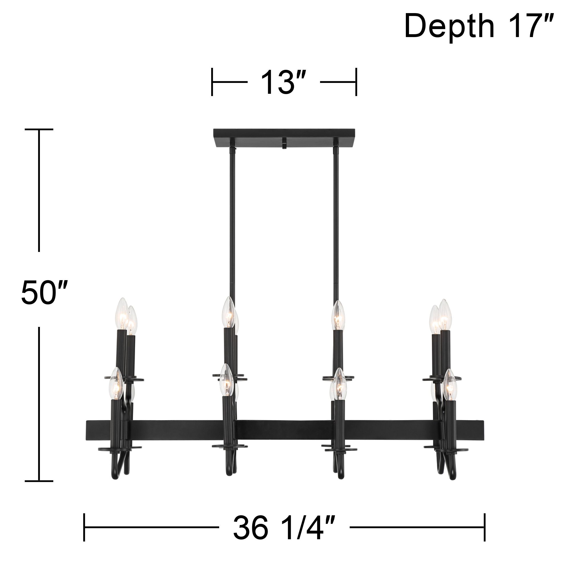 Franklin Iron Works Finnegan 36 1/4" Black 16-Light Island Chandelier