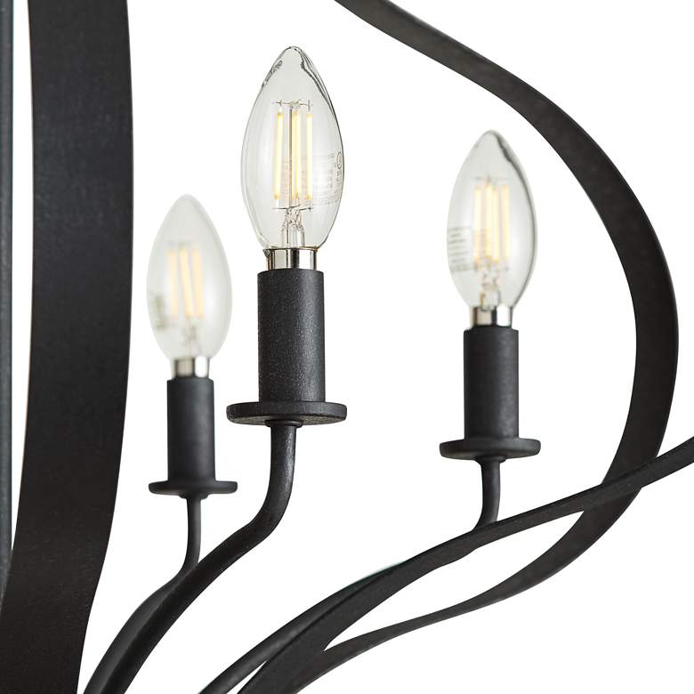 Image 3 Franklin Iron Works Fleur 27" Textured Black 6-Light Pendant Light more views