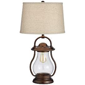 Image2 of Franklin Iron Works Fredrik 27" Bronze Lantern Night Light Table Lamp