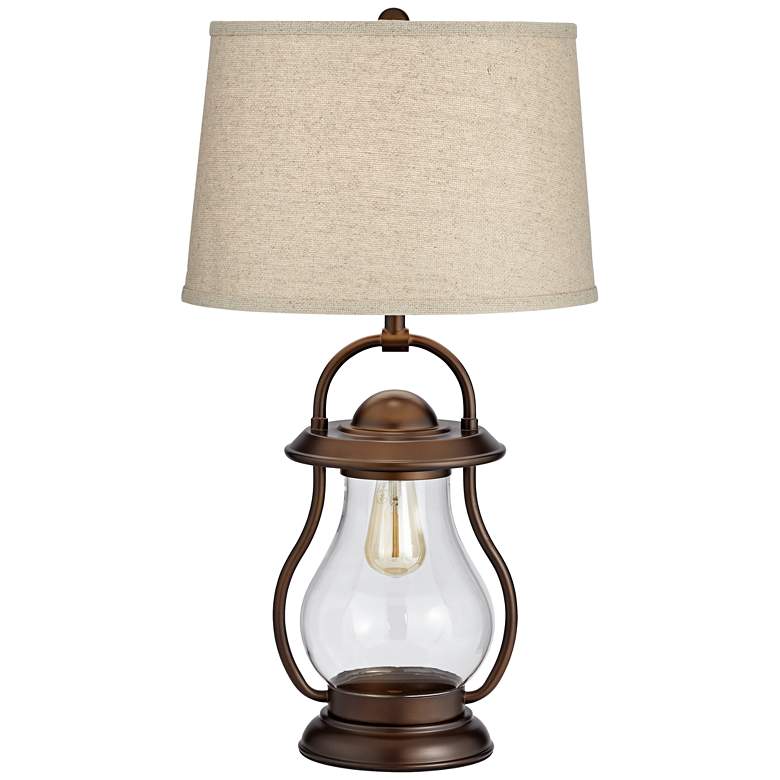 Image 2 Franklin Iron Works Fredrik 27" Bronze Lantern Night Light Table Lamp