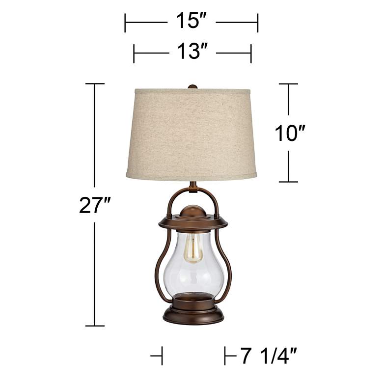 Image 7 Franklin Iron Works Fredrik 27" Bronze Lantern Night Light Table Lamp more views